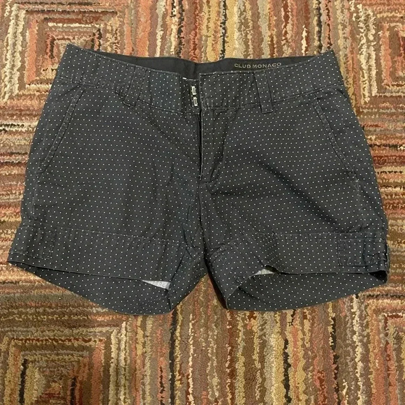 Club Monaco Shorts Womens  Polka Dot Cotton Flat Front Size 2 - Picture 1 of 5